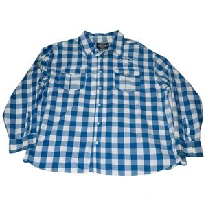 Ecko Unltd Authentic Classic Varsity League Mens 4XL Checkered Blue Plaid Shirt